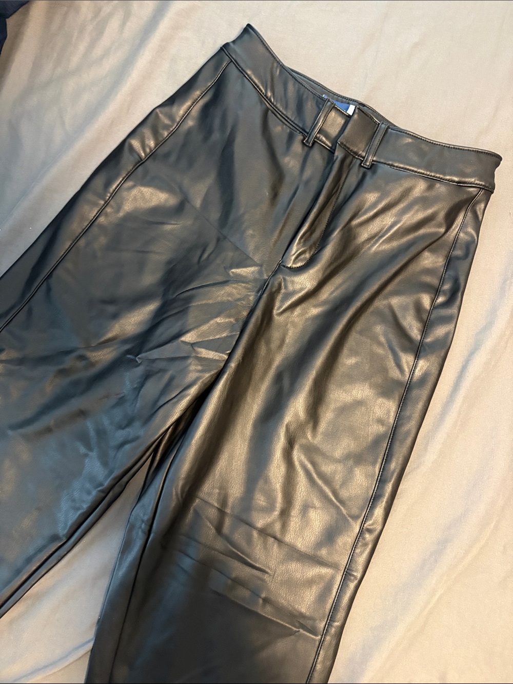Old Navy Black Faux Leather Straight-Leg Pants